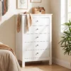 Commode Met 5 Lades, Kast Met Soepel Lopende Rails Voor Slaapkamer, 60 X 39,5 X 95,3 Cm, Wit