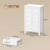 Commode Met 5 Lades, Kast Met Soepel Lopende Rails Voor Slaapkamer, 60 X 39,5 X 95,3 Cm, Wit