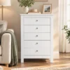 Commode Met 5 Lades, Kast Met Soepel Lopende Rails Voor Slaapkamer, 60 X 39,5 X 95,3 Cm, Wit