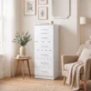 Commode Met 6 Lades, Moderne Slaapkamercommode, Opbergkast, 40 X 40 X 110 Cm, Wit In Houtlook