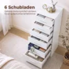 Commode Met 6 Lades, Moderne Slaapkamercommode, Opbergkast, 40 X 40 X 110 Cm, Wit In Houtlook
