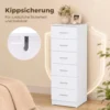 Commode Met 6 Lades, Moderne Slaapkamercommode, Opbergkast, 40 X 40 X 110 Cm, Wit In Houtlook