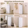 Commode Met 6 Lades, Moderne Slaapkamercommode, Opbergkast, 40 X 40 X 110 Cm, Wit In Houtlook