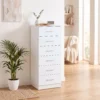 Commode Met 6 Lades, Moderne Slaapkamercommode, Opbergkast, 40 X 40 X 110 Cm, Wit In Houtlook