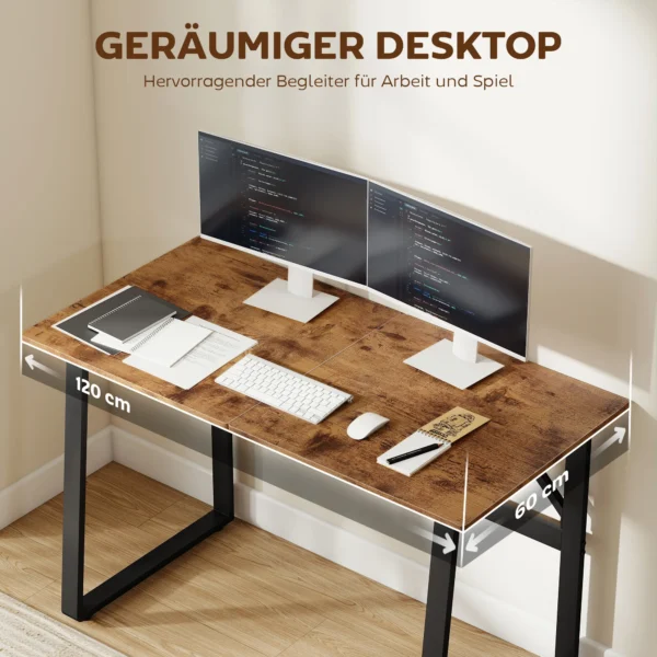 Computertafel Bureau Met Stalen Frame Bureautafel PC Tafel 120x60x76cm Rustiek Bruin+Zwart