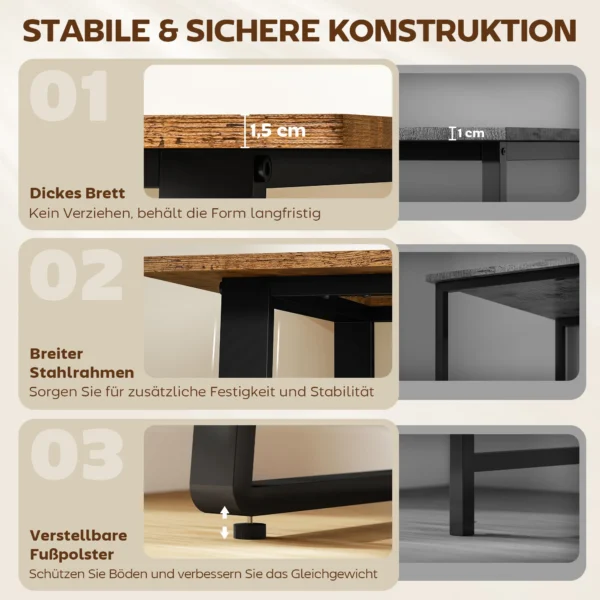 Computertafel Bureau Met Stalen Frame Bureautafel PC Tafel 120x60x76cm Rustiek Bruin+Zwart