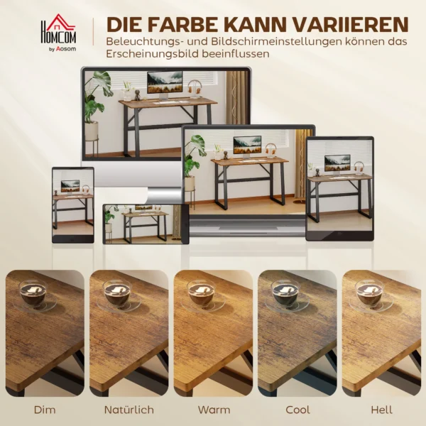 Computertafel Bureau Met Stalen Frame Bureautafel PC Tafel 120x60x76cm Rustiek Bruin+Zwart