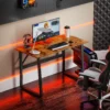 Computertafel Bureau Met Stalen Frame Bureautafel PC Tafel 120x60x76cm Rustiek Bruin+Zwart
