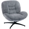 Draaibare Woonkamer Fauteuil Met Brede Zitting, Geïntegreerde Armleuning, Chenille look, Donkergrijs