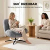 Draaibare Woonkamer Fauteuil Met Brede Zitting, Geïntegreerde Armleuning, Chenille look, Donkergrijs