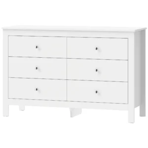Dressoir Met 6 Lades, Sideboard Met Soepel Lopende Rails Voor Slaapkamer, Woonkamer Of Gang, 118 X 39,5 X 75,5 Cm, Wit