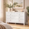 Dressoir Met 6 Lades, Sideboard Met Soepel Lopende Rails Voor Slaapkamer, Woonkamer Of Gang, 118 X 39,5 X 75,5 Cm, Wit