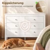 Dressoir Met 6 Lades, Sideboard Met Soepel Lopende Rails Voor Slaapkamer, Woonkamer Of Gang, 118 X 39,5 X 75,5 Cm, Wit