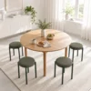 Eetkamerkrukken 4 delige Set Stapelbare Zitkrukken Met Stalen Poten, Linnenlook Voor Eetkamer, Woonkamer, Keuken, Donkergroen