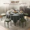 Eetkamerkrukken 4 delige Set Stapelbare Zitkrukken Met Stalen Poten, Linnenlook Voor Eetkamer, Woonkamer, Keuken, Donkergroen