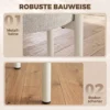 Eetkamerkrukken Set Van 4 Stapelbare Zithockers Met Stalen Poten, Linnenlook Voor Eetkamer, Woonkamer, Keuken, Crèmewit