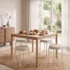 Eetkamerkrukken Set Van 4 Stapelbare Zithockers Met Stalen Poten, Linnenlook Voor Eetkamer, Woonkamer, Keuken, Crèmewit