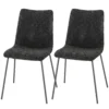 Eetkamerstoelen Set Van 2, Keukenstoelen Met Fluwelen Bekleding En Metalen Poten, Donkergrijs