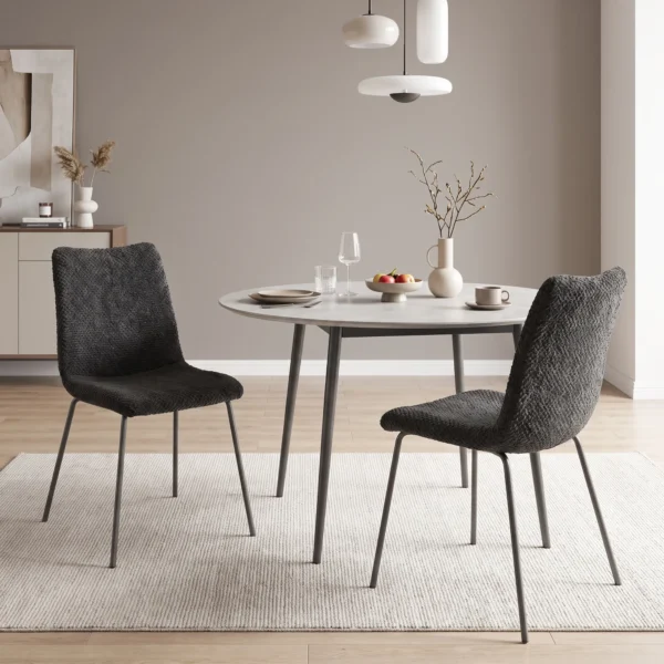 Eetkamerstoelen Set Van 2, Keukenstoelen Met Fluwelen Bekleding En Metalen Poten, Donkergrijs