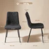 Eetkamerstoelen Set Van 2, Keukenstoelen Met Fluwelen Bekleding En Metalen Poten, Donkergrijs