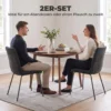 Eetkamerstoelen Set Van 2, Keukenstoelen Met Fluwelen Bekleding En Metalen Poten, Donkergrijs