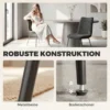 Eetkamerstoelen Set Van 2, Keukenstoelen Met Fluwelen Bekleding En Metalen Poten, Donkergrijs