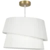 Elegante Hanglamp Met Dubbele Kap, In Hoogte Verstelbaar, Voor Woonkamer, Wit