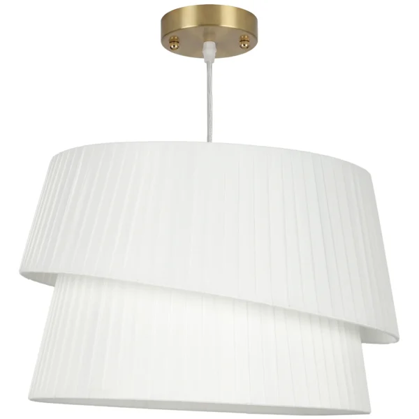 Elegante Hanglamp Met Dubbele Kap, In Hoogte Verstelbaar, Voor Woonkamer, Wit