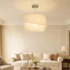 Elegante Hanglamp Met Dubbele Kap, In Hoogte Verstelbaar, Voor Woonkamer, Wit