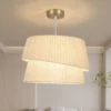 Elegante Hanglamp Met Dubbele Kap, In Hoogte Verstelbaar, Voor Woonkamer, Wit