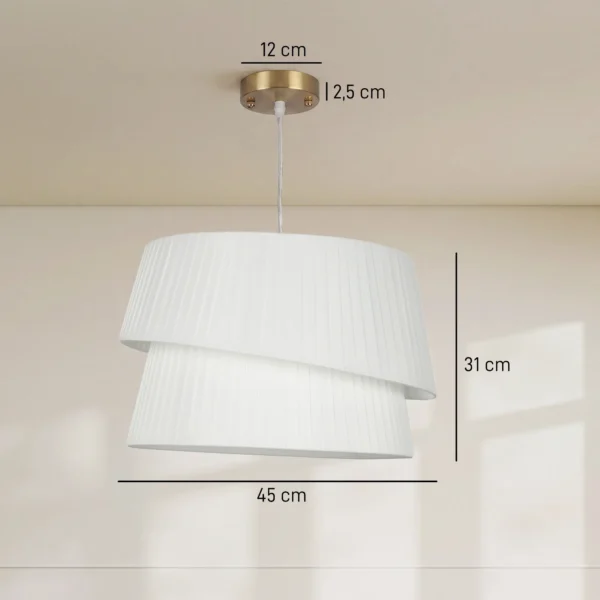 Elegante Hanglamp Met Dubbele Kap, In Hoogte Verstelbaar, Voor Woonkamer, Wit