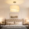 Elegante Hanglamp Met Dubbele Kap, In Hoogte Verstelbaar, Voor Woonkamer, Wit