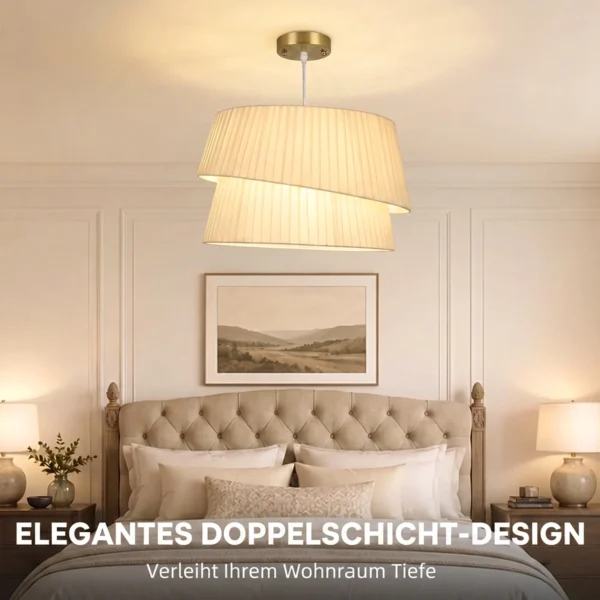 Elegante Hanglamp Met Dubbele Kap, In Hoogte Verstelbaar, Voor Woonkamer, Wit