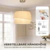 Elegante Hanglamp Met Dubbele Kap, In Hoogte Verstelbaar, Voor Woonkamer, Wit