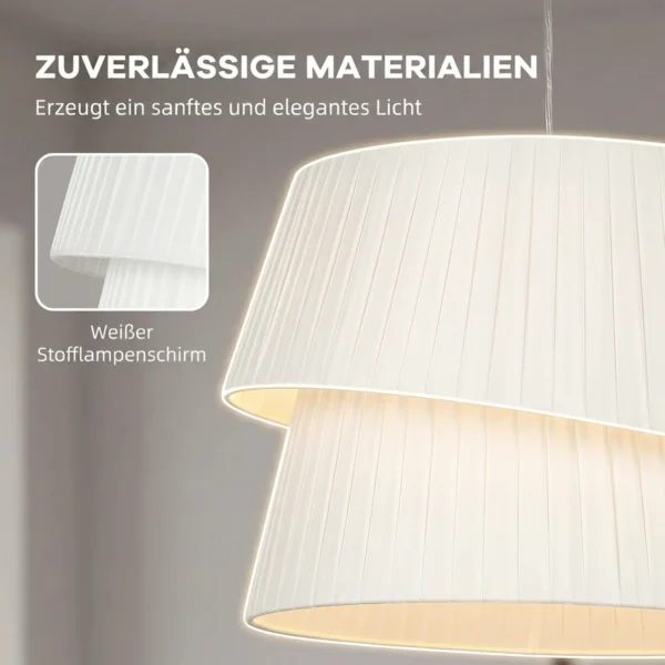 Elegante Hanglamp Met Dubbele Kap, In Hoogte Verstelbaar, Voor Woonkamer, Wit