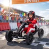 Elektrische Go Kart Voor Kinderen 12V Go kart Met 2 Motoren, 4 voudig Verstelbare Stoel Zachte Start EVA Wielen LED Koplampen
