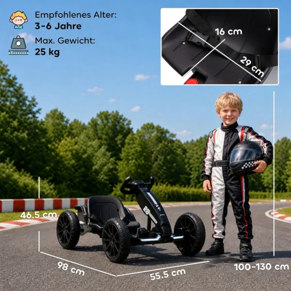 Elektrische Go Kart Voor Kinderen 12V Go kart Met 2 Motoren, 4 voudig Verstelbare Stoel Zachte Start EVA Wielen LED Koplampen