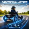Elektrische Go Kart Voor Kinderen 12V Go kart Met 2 Motoren, 4 voudig Verstelbare Stoel Zachte Start EVA Wielen LED Koplampen