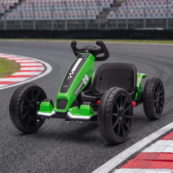 Elektrische Go Kart Voor Kinderen 12V Gokart Met 2 Motoren, 4 voudig Verstelbare Stoel Zachte Start EVA Wielen LED Koplampen