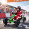 Elektrische Go Kart Voor Kinderen 12V Gokart Met 2 Motoren, 4 voudig Verstelbare Stoel Zachte Start EVA Wielen LED Koplampen