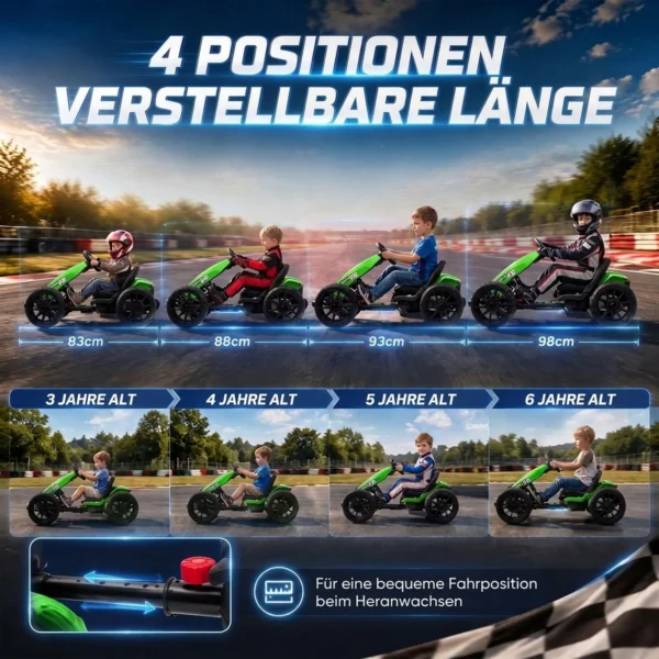 Elektrische Go Kart Voor Kinderen 12V Gokart Met 2 Motoren, 4 voudig Verstelbare Stoel Zachte Start EVA Wielen LED Koplampen