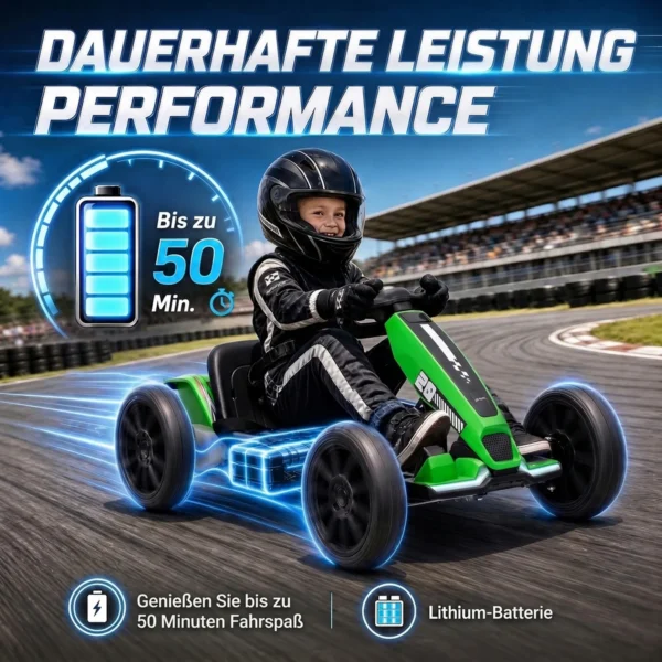 Elektrische Go Kart Voor Kinderen 12V Gokart Met 2 Motoren, 4 voudig Verstelbare Stoel Zachte Start EVA Wielen LED Koplampen