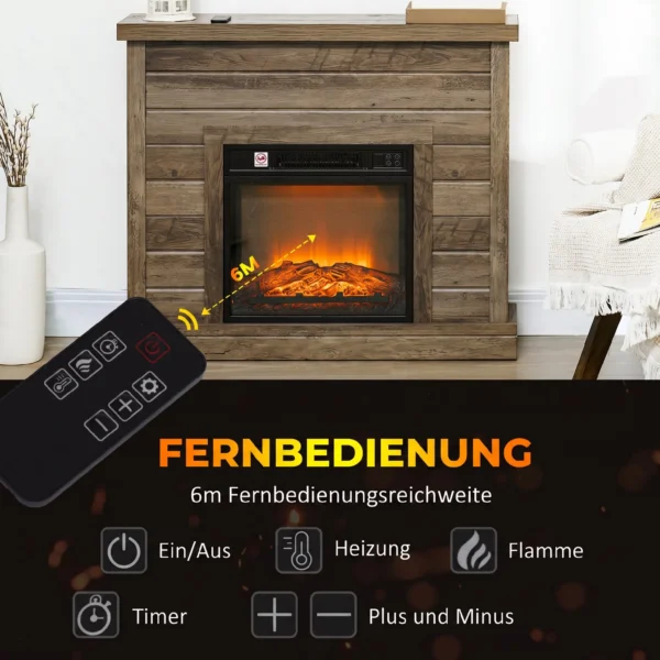 Elektrische Haard, 3D Vlam Effect, 3 Instellingen, Timer, Afstandsbediening, Natuurhout
