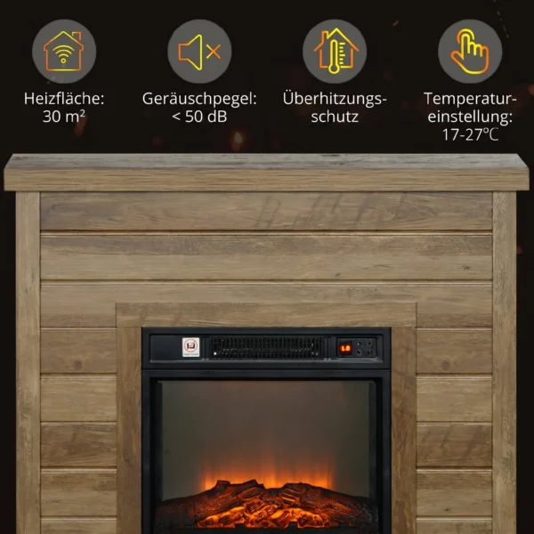 Elektrische Haard, 3D Vlam Effect, 3 Instellingen, Timer, Afstandsbediening, Natuurhout