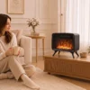Elektrische Haard 800/1600W Met Verwarming, Afneembare Voet, Verstelbare Thermostaat 3D Vlam Effect