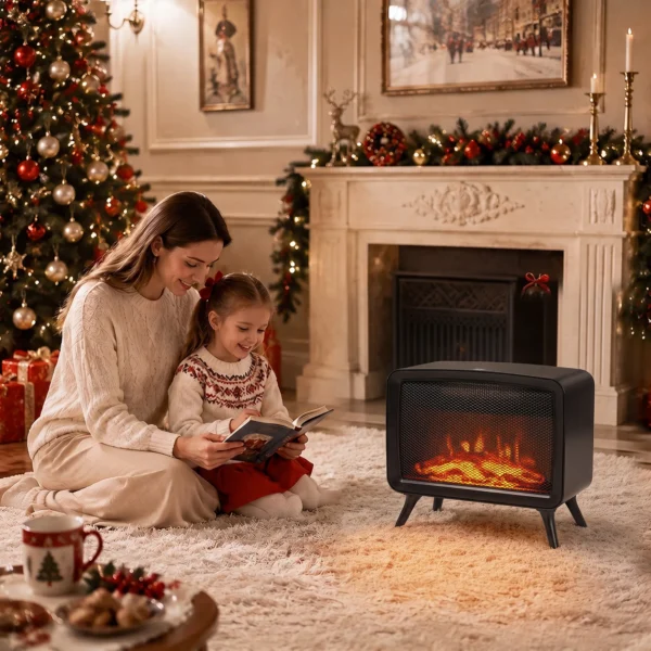 Elektrische Haard 800/1600W Met Verwarming, Afneembare Voet, Verstelbare Thermostaat 3D Vlam Effect
