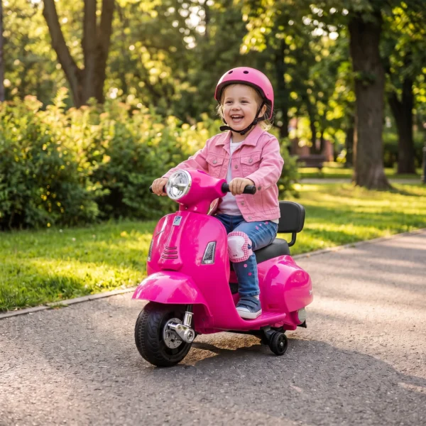 Elektrische Motorfiets Kinderen Mini Vespa GTS 6V Elektrische Motorfiets Met Lithium Batterij Ergonomische Stoel Rugleuning 1,5 3 Jaar
