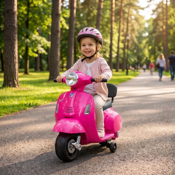 Elektrische Motorfiets Kinderen Mini Vespa GTS 6V Elektrische Motorfiets Met Lithium Batterij Ergonomische Stoel Rugleuning 1,5 3 Jaar