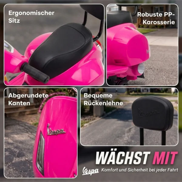 Elektrische Motorfiets Kinderen Mini Vespa GTS 6V Elektrische Motorfiets Met Lithium Batterij Ergonomische Stoel Rugleuning 1,5 3 Jaar