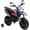 Elektrische Motorfiets Voor Kinderen 12 V Met 2 Motoren, Stabilisatiewielen, Schokdempers, 13 Inch Wielen, Muziek, USB